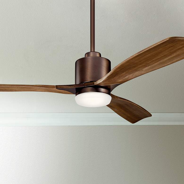 Image 1 52 inch Kichler Ridley II Bronze LED Ceiling Fan with Wall Control