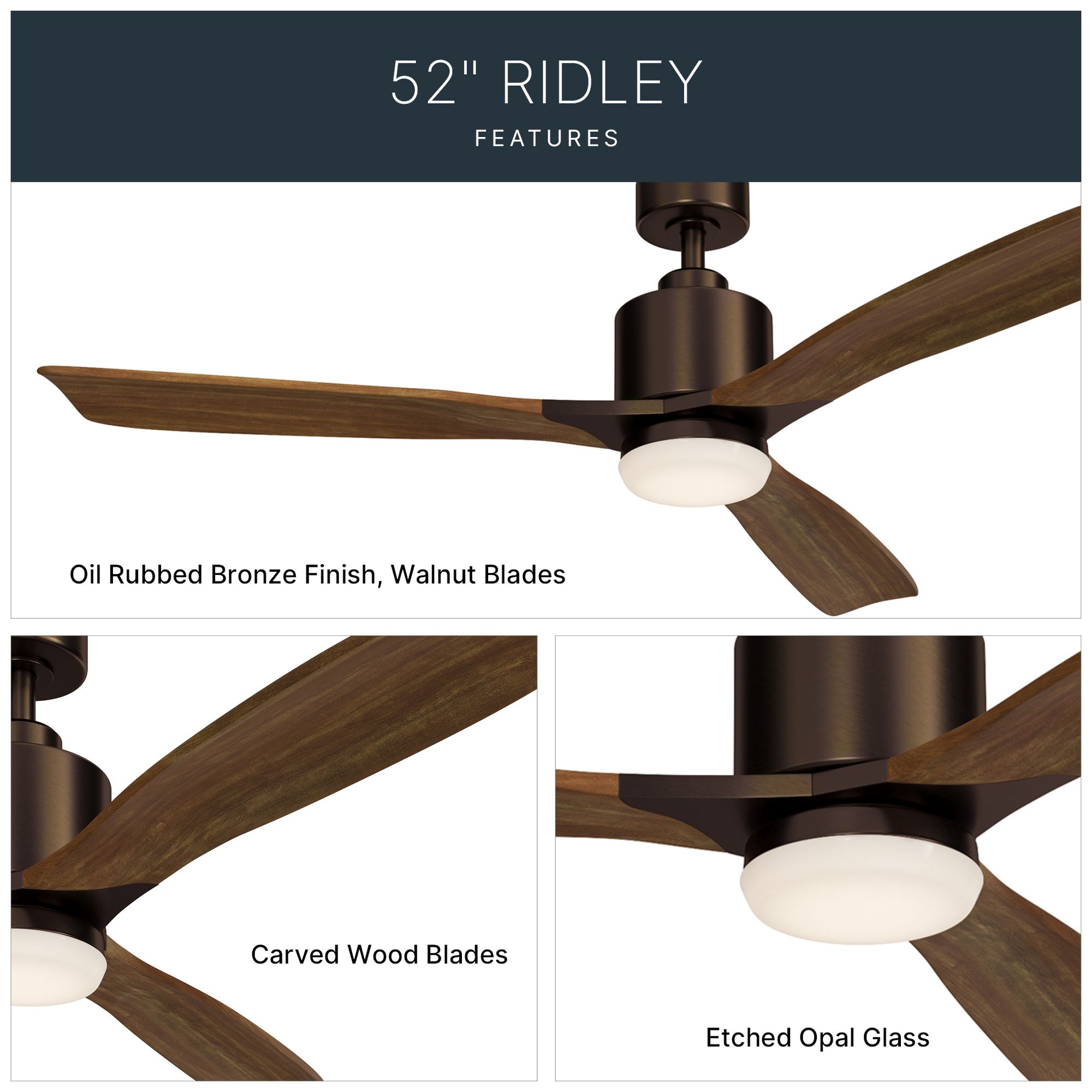 Image 7 52" Kichler Ridley II Bronze LED Ceiling Fan with Wall Control more views
