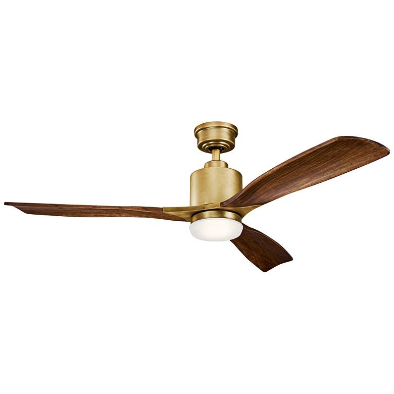 Image 2 52 inch Kichler Ridley II Natural Brass LED Ceiling Fan with Wall Control