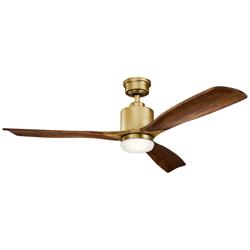 52&quot; Kichler Ridley II Natural Brass LED Ceiling Fan with Wall Control