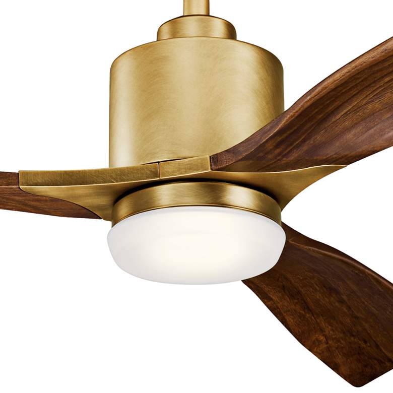 52&quot; Kichler Ridley II Natural Brass LED Ceiling Fan with Wall Control more views