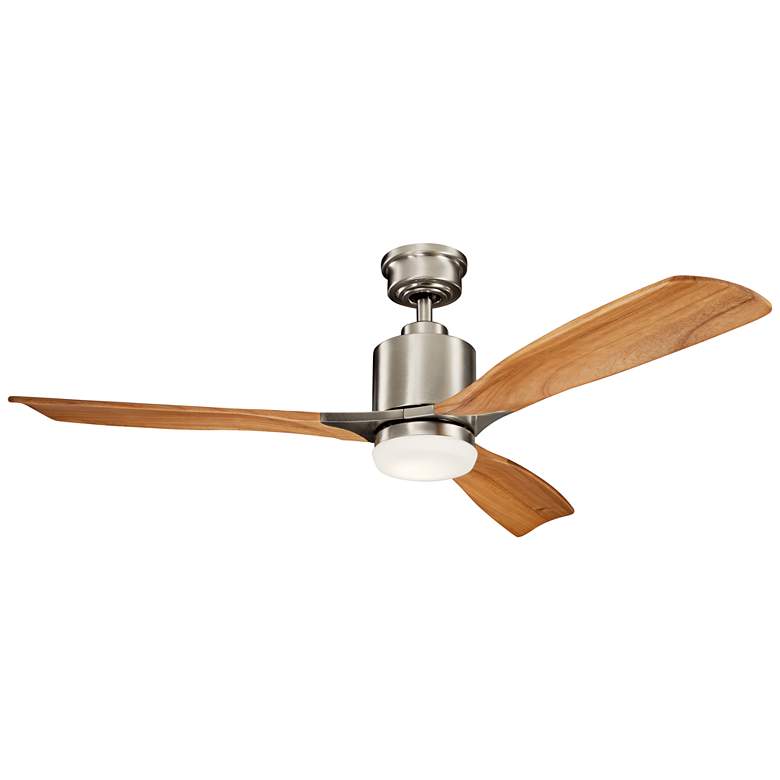 52&quot; Kichler Ridley II Steel and Oak LED Ceiling Fan with Wall Control