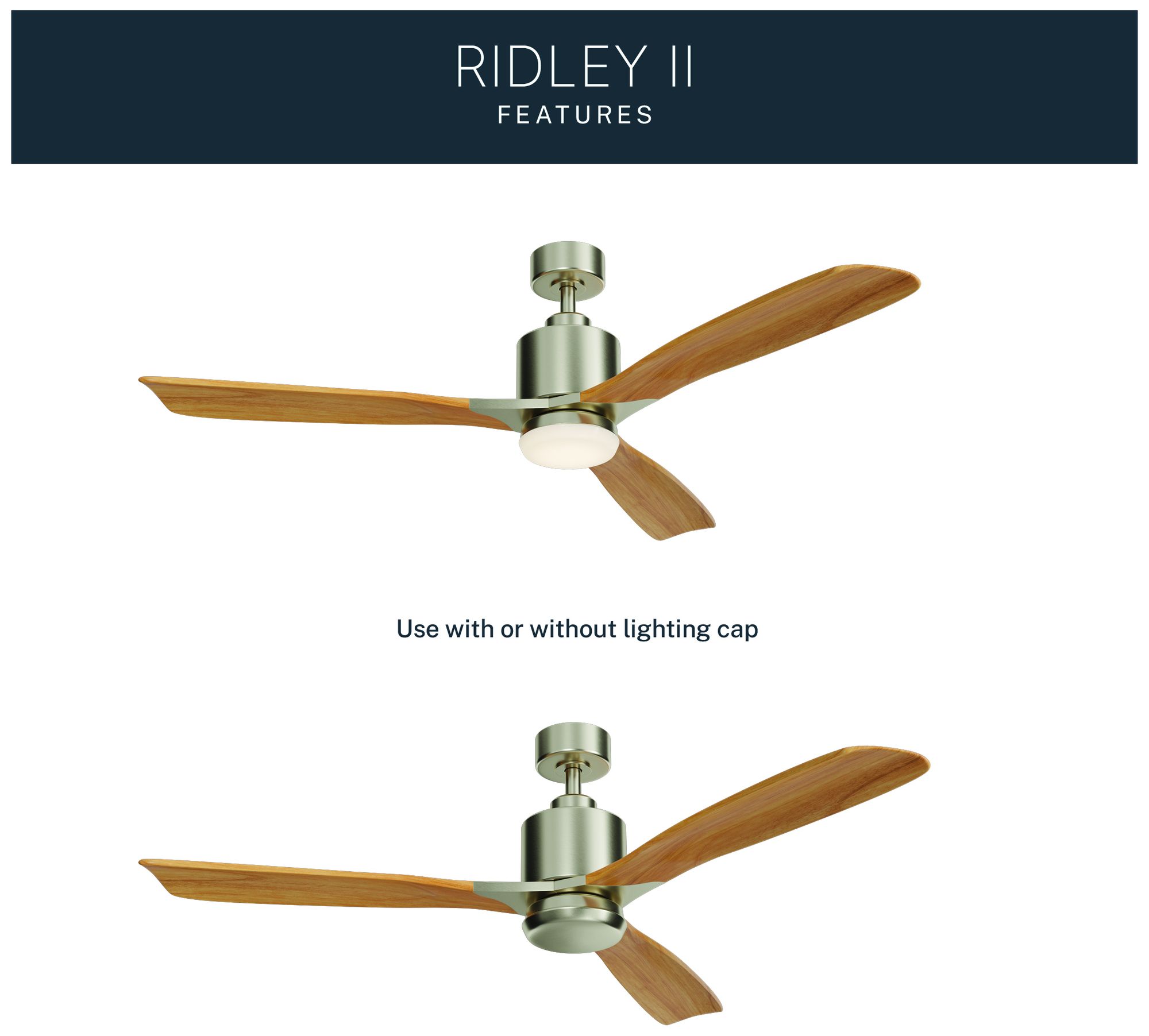 Image 7 52" Kichler Ridley II Steel and Oak LED Ceiling Fan with Wall Control more views