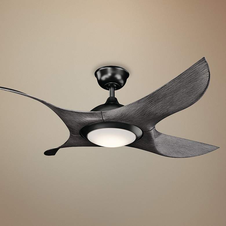 Image 1 52 inch Kichler Shuriken LED Satin Black Finish Ceiling Fan