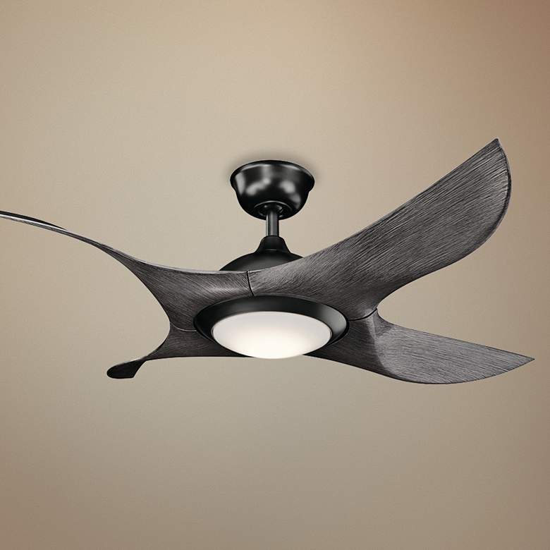 Image 1 52" Kichler Shuriken LED Satin Black Finish Ceiling Fan