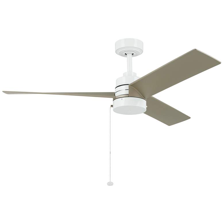 Image 1 52 inch Kichler Spyn Light White with Silver Blades Pull Chain Ceiling Fan