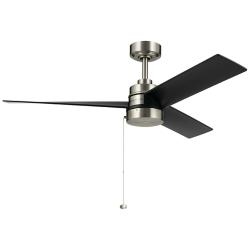 52" Kichler Spyn Lite Nickel and Black Pull Chain Ceiling Fan