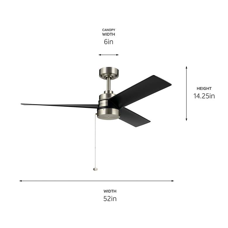 Image 7 52" Kichler Spyn Lite Nickel and Black Pull Chain Ceiling Fan more views