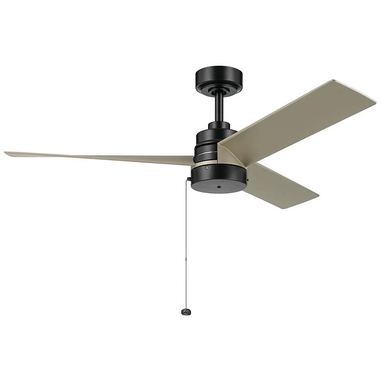 Image 2 52" Kichler Spyn Lite Satin Black Silver Blades Pull Chain Ceiling Fan