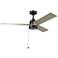 52" Kichler Spyn Lite Satin Black Silver Blades Pull Chain Ceiling Fan