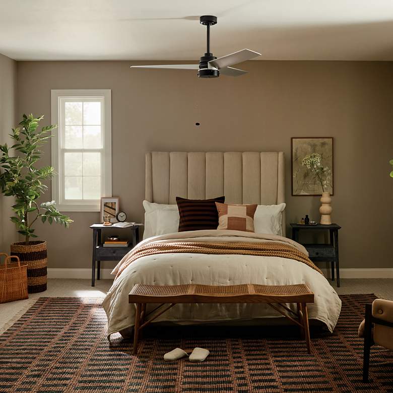 Image 7 52" Kichler Spyn Lite Satin Black Silver Blades Pull Chain Ceiling Fan more views