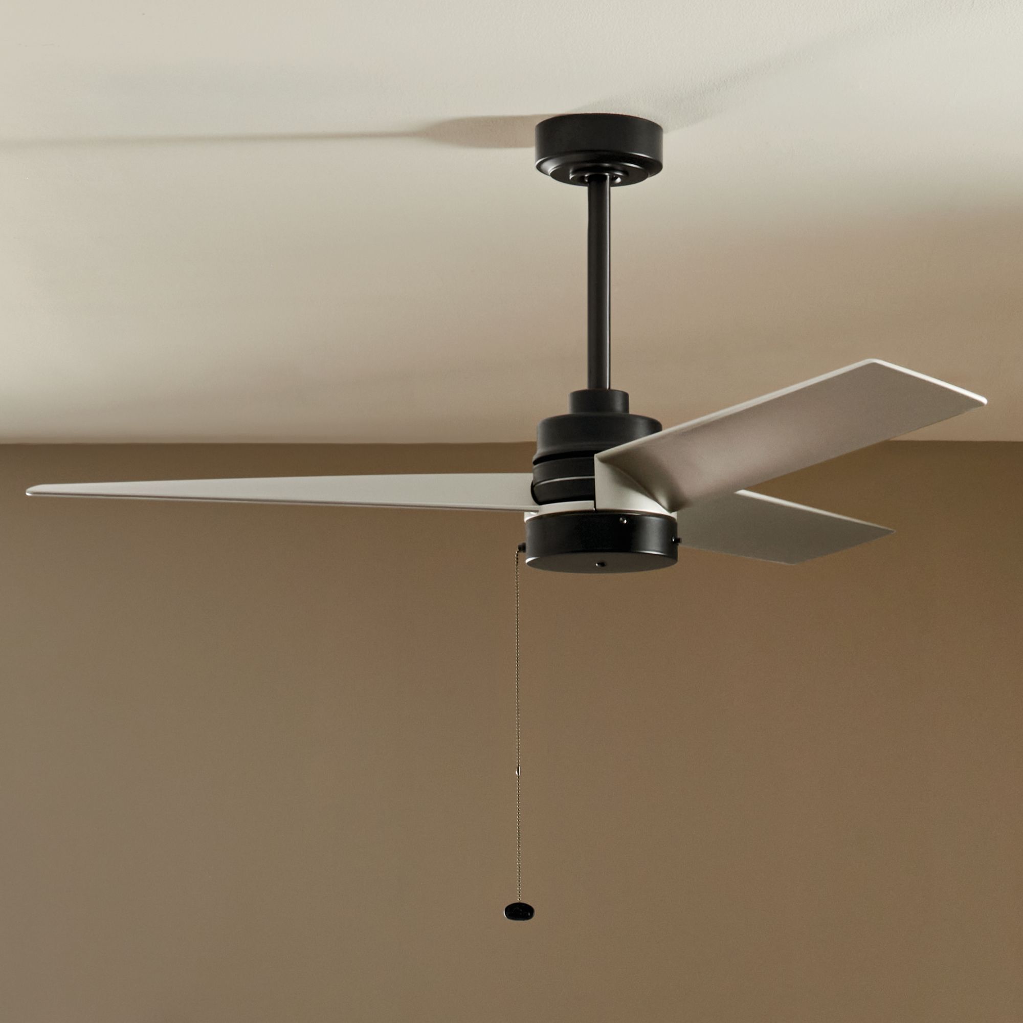 52" Kichler Spyn Lite Satin Black Silver Blades Pull Chain Ceiling Fan
