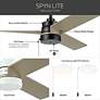 52" Kichler Spyn Lite Satin Black Silver Blades Pull Chain Ceiling Fan