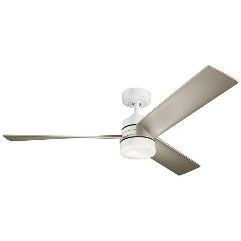 52&quot; Kichler Spyn White and Silver LED Ceiling Fan with Wall Control
