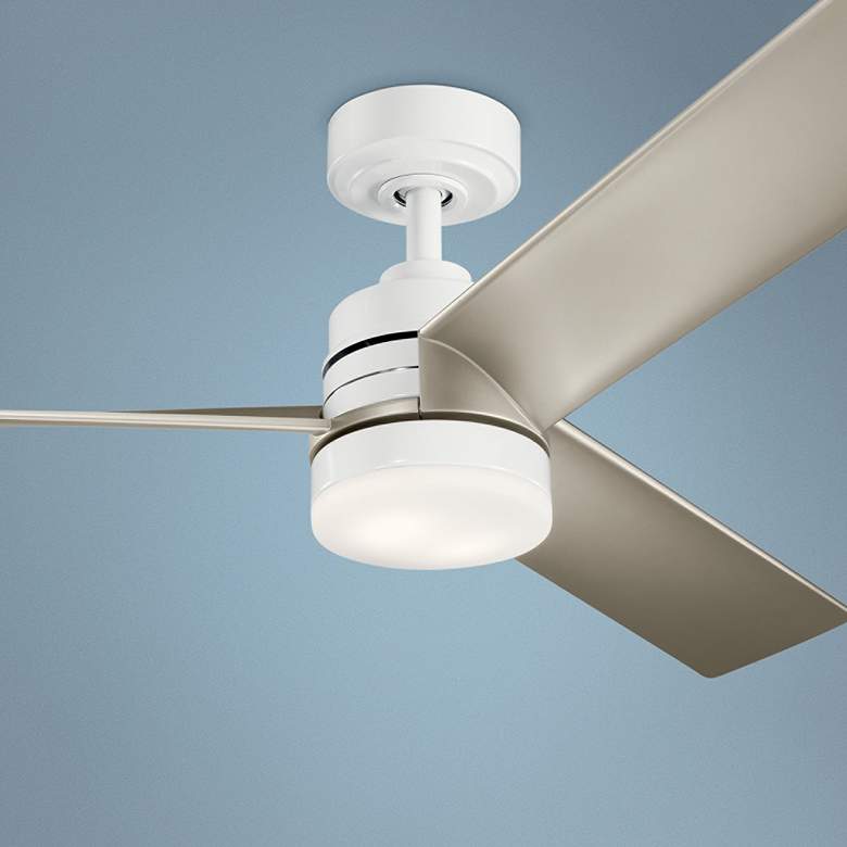 Image 1 52 inch Kichler Spyn White and Silver LED Ceiling Fan with Wall Control
