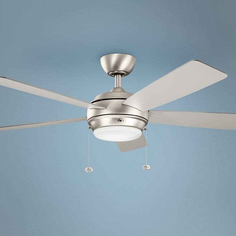 Image 1 52" Kichler Starkk Brushed Nickel LED Pull Chain Ceiling Fan