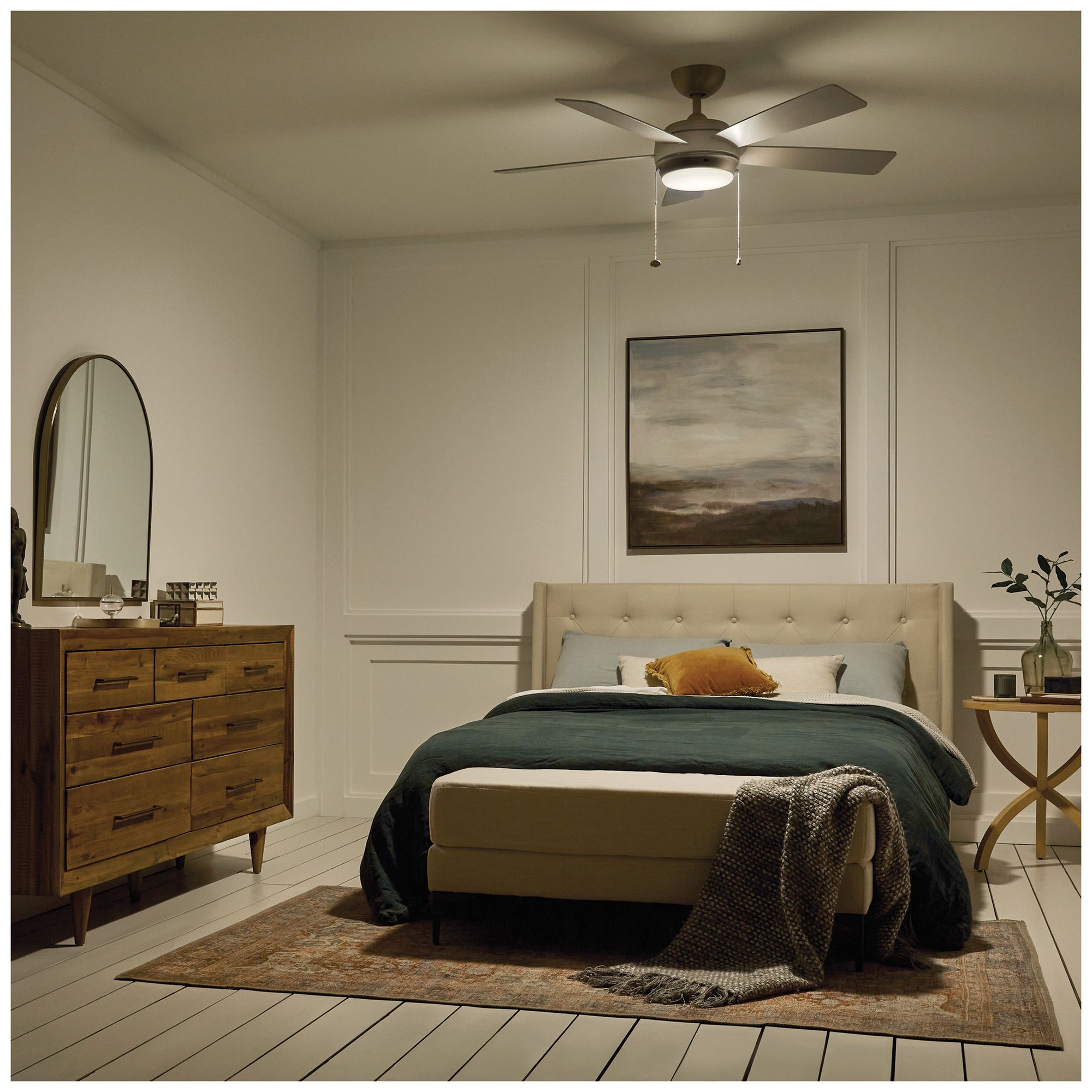 52" Kichler Starkk Brushed Nickel LED Pull Chain Ceiling Fan