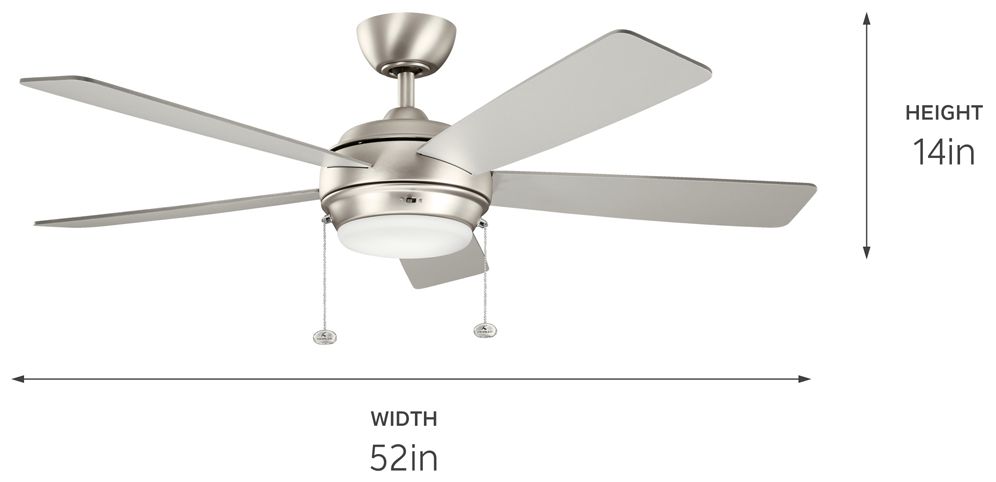 52" Kichler Starkk Brushed Nickel LED Pull Chain Ceiling Fan