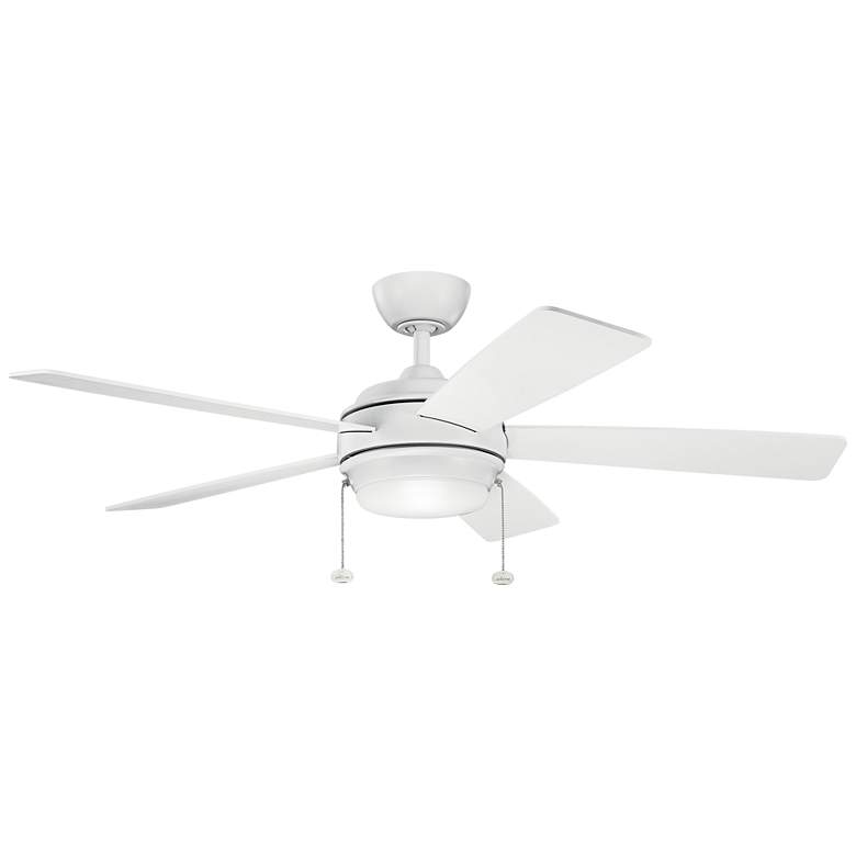 Image 2 52 inch Kichler Starkk Matte White LED Ceiling Fan with Pull Chain