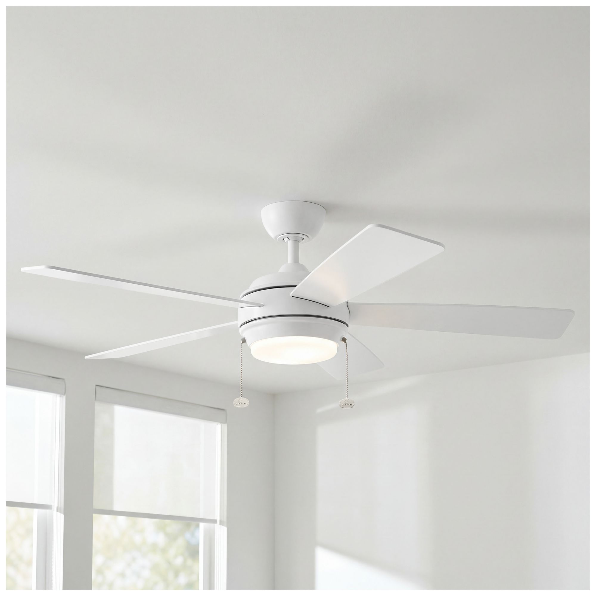 Image 4 52" Kichler Starkk Matte White LED Ceiling Fan with Pull Chain more views