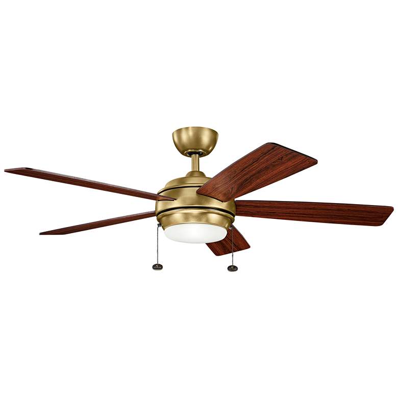 Image 2 52 inch Kichler Starkk Natural Brass LED Ceiling Fan with Pull Chain