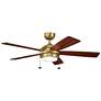 52" Kichler Starkk Natural Brass LED Ceiling Fan with Pull Chain