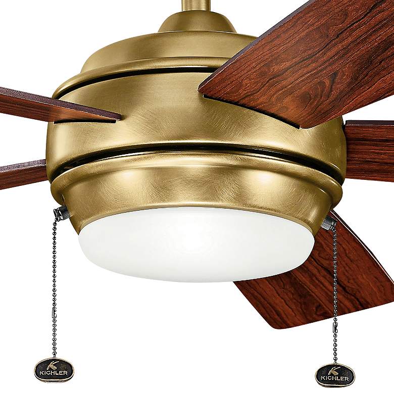 Image 3 52" Kichler Starkk Natural Brass LED Ceiling Fan with Pull Chain more views