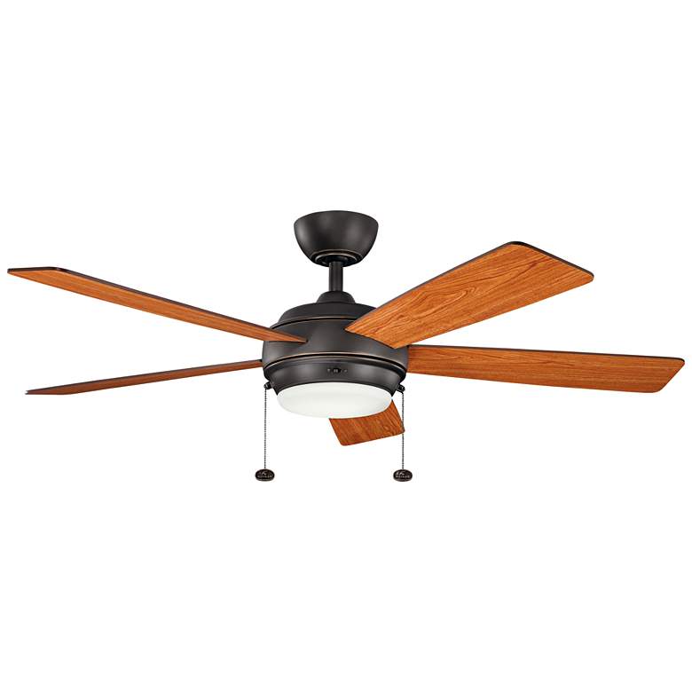 Image 2 52 inch Kichler Starkk Olde Bronze LED Ceiling Fan with Pull Chain