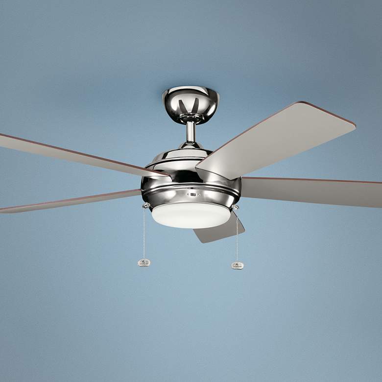 Image 1 52 inch Kichler Starkk Polished Nickel LED Ceiling Fan with Pull Chain