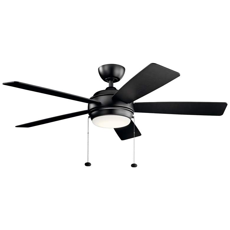 Image 2 52" Kichler Starkk Satin Black Modern Pull Chain LED Ceiling Fan
