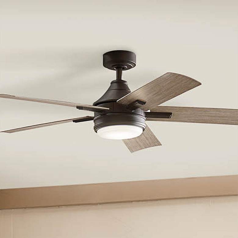 Image 1 52 inch Kichler Tide Olde Bronze LED Outdoor Ceiling Fan with Remote