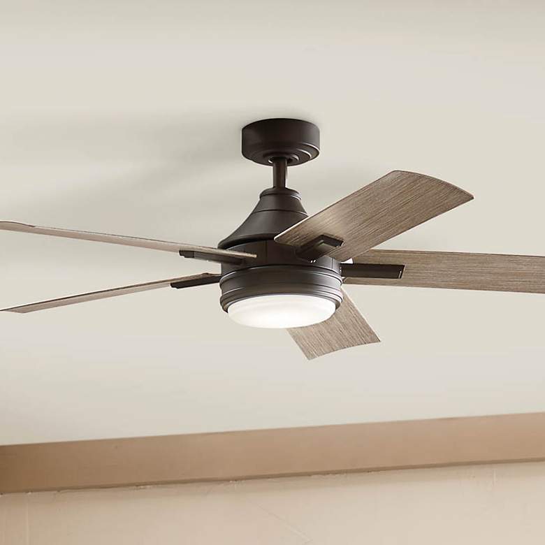 Image 1 52" Kichler Tide Olde Bronze LED Outdoor Ceiling Fan with Remote