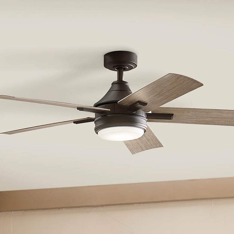 Image 1 52 inch Kichler Tide Olde Bronze LED Outdoor Ceiling Fan with Remote