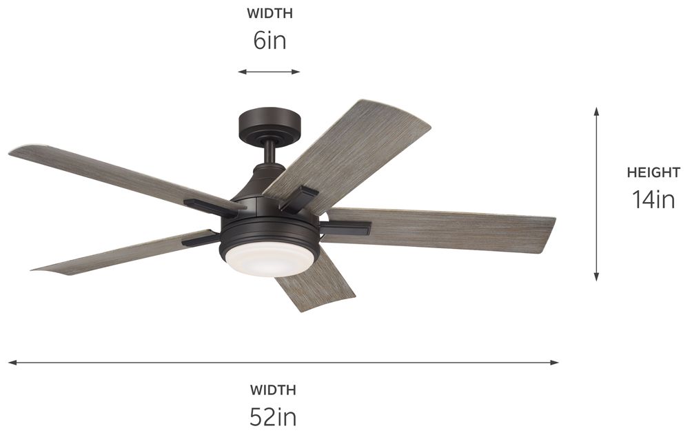52" Kichler Tide Olde Bronze LED Outdoor Ceiling Fan with Remote