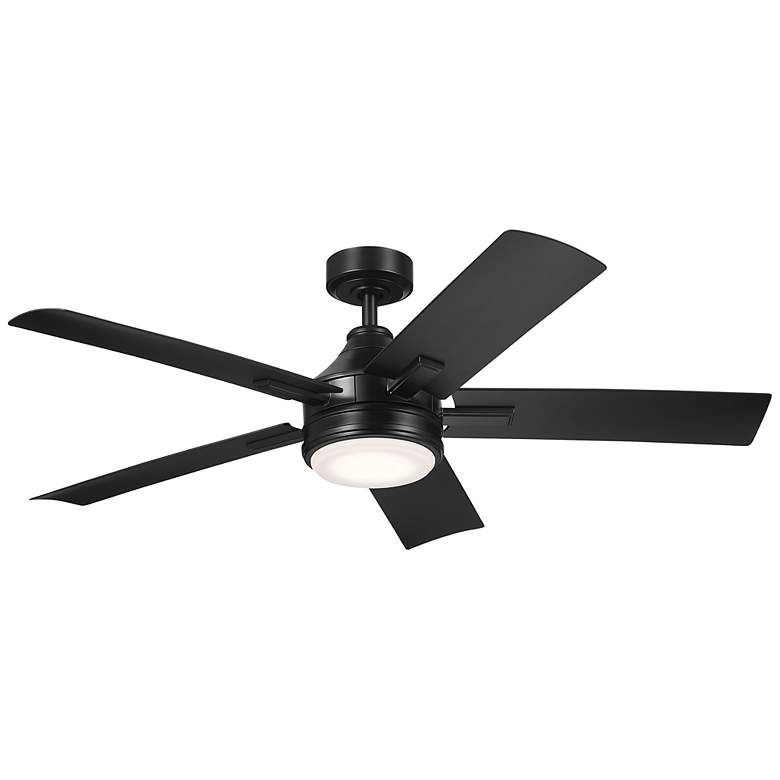 Image 3 52" Kichler Tide Satin Black LED Outdoor Ceiling Fan with Remote