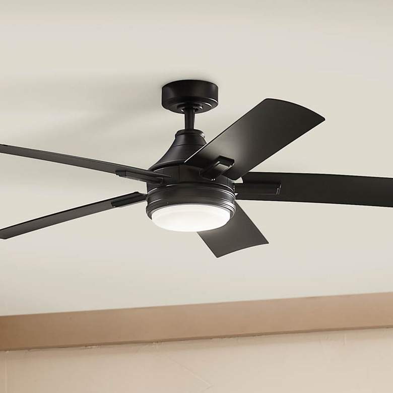 Image 2 52" Kichler Tide Satin Black LED Outdoor Ceiling Fan with Remote