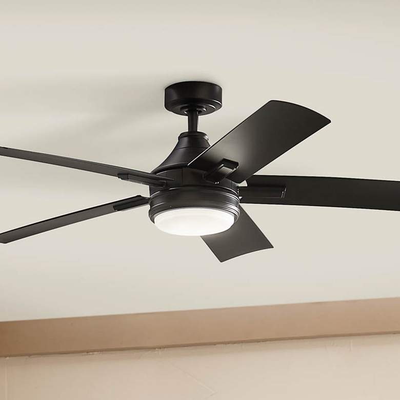 Image 2 52 inch Kichler Tide Satin Black LED Outdoor Ceiling Fan with Remote