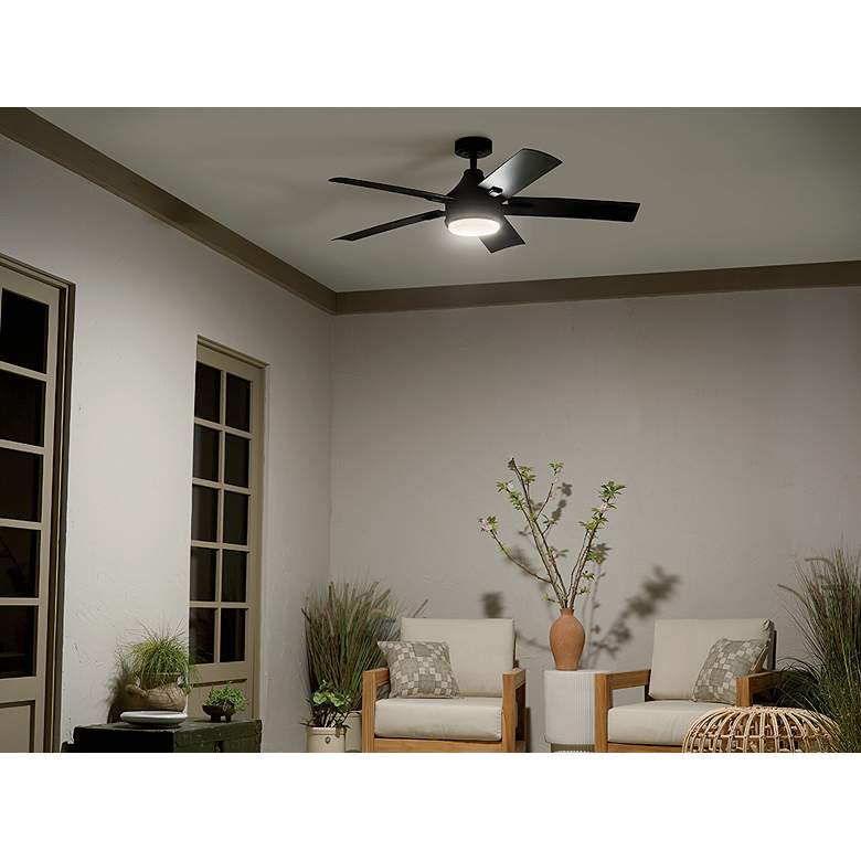 Image 7 52" Kichler Tide Satin Black LED Outdoor Ceiling Fan with Remote more views