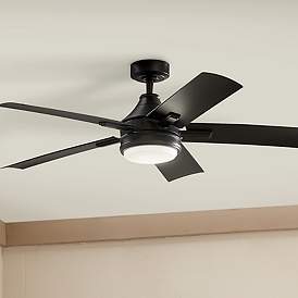 Image2 of 52" Kichler Tide Weather+ Black LED Wet Ceiling Fan with Remote