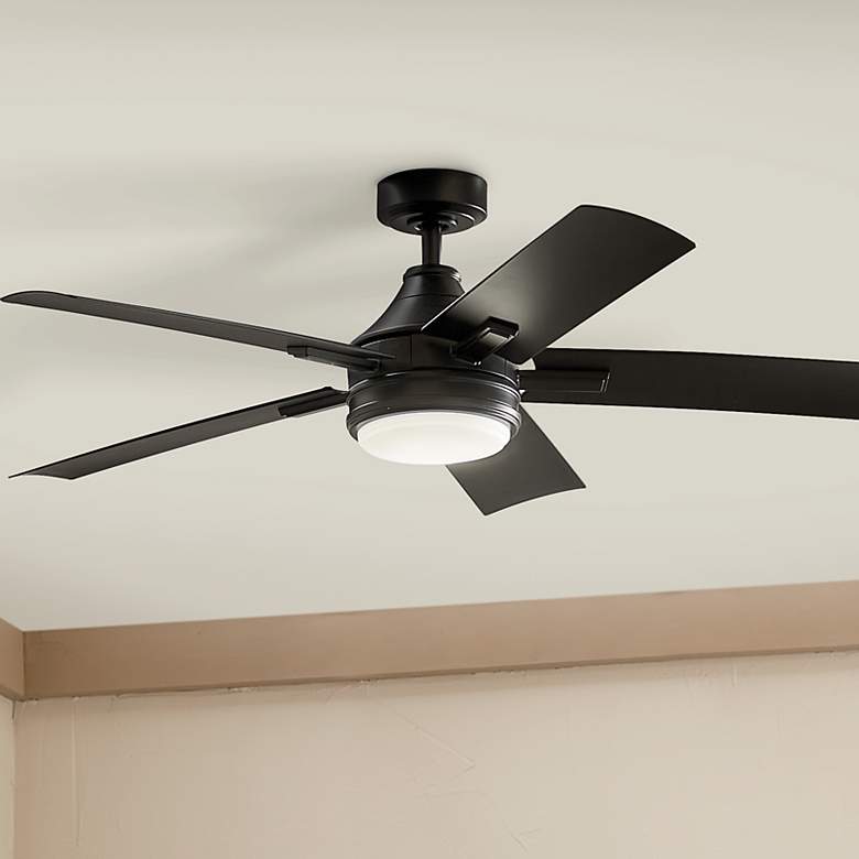 Image 2 52 inch Kichler Tide Weather+ Black LED Wet Ceiling Fan with Remote
