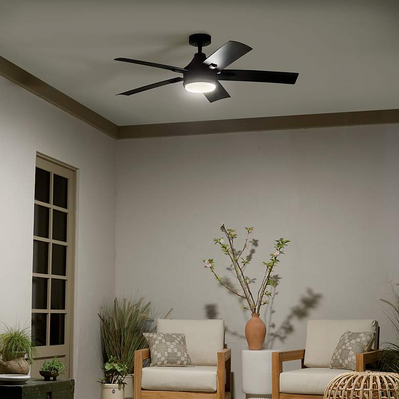 Image 7 52" Kichler Tide Weather+ Black LED Wet Ceiling Fan with Remote more views
