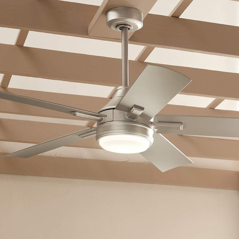 Image 2 52" Kichler Tide Weather+ Brushed Nickel LED Wet Remote Ceiling Fan