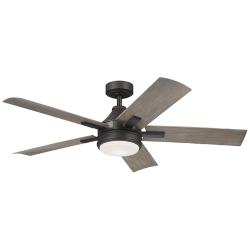 52" Kichler Tide Weather+ Olde Bronze LED Wet Remote Ceiling Fan