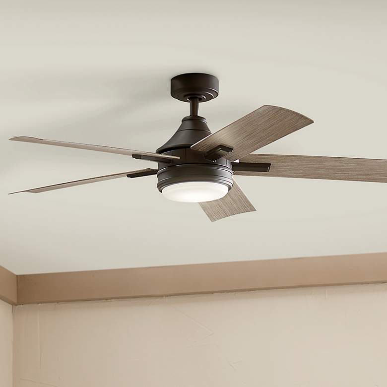 Image 2 52" Kichler Tide Weather+ Olde Bronze LED Wet Remote Ceiling Fan