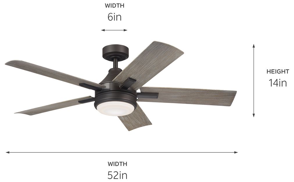 52" Kichler Tide Weather+ Olde Bronze LED Wet Remote Ceiling Fan in scene