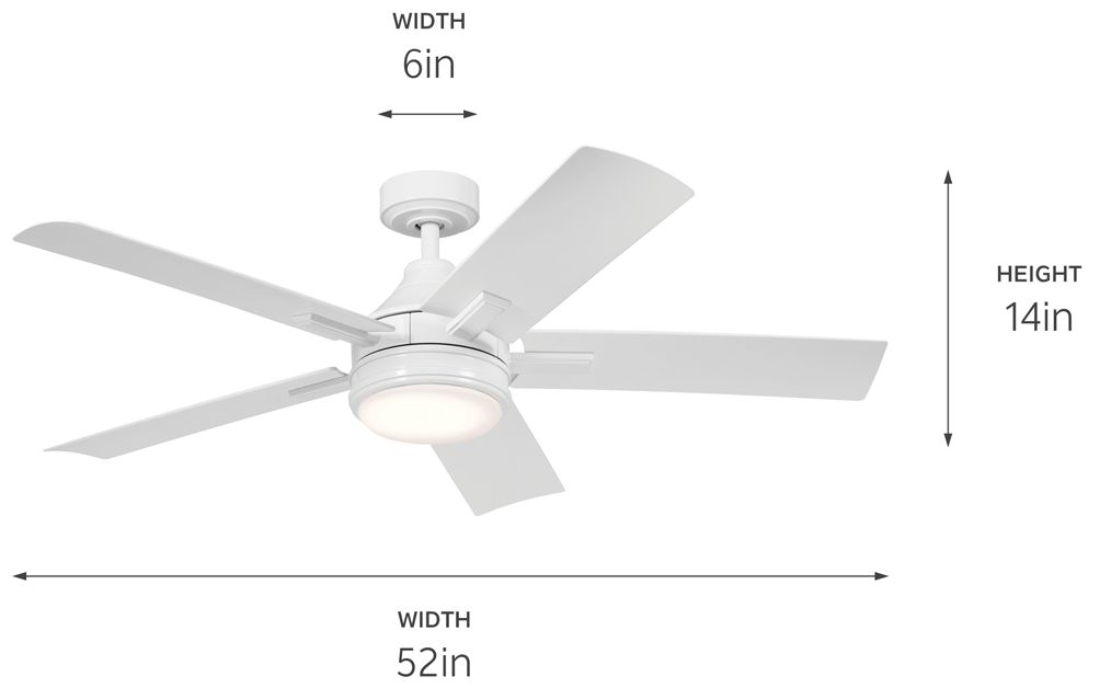 52" Kichler Tide White LED Outdoor Ceiling Fan with Remote in scene
