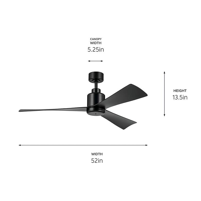 Image 5 52" Kichler True Satin Black Ceiling Fan more views