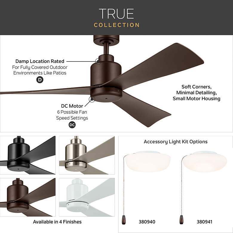 Image 6 52" Kichler True Satin Black Ceiling Fan more views