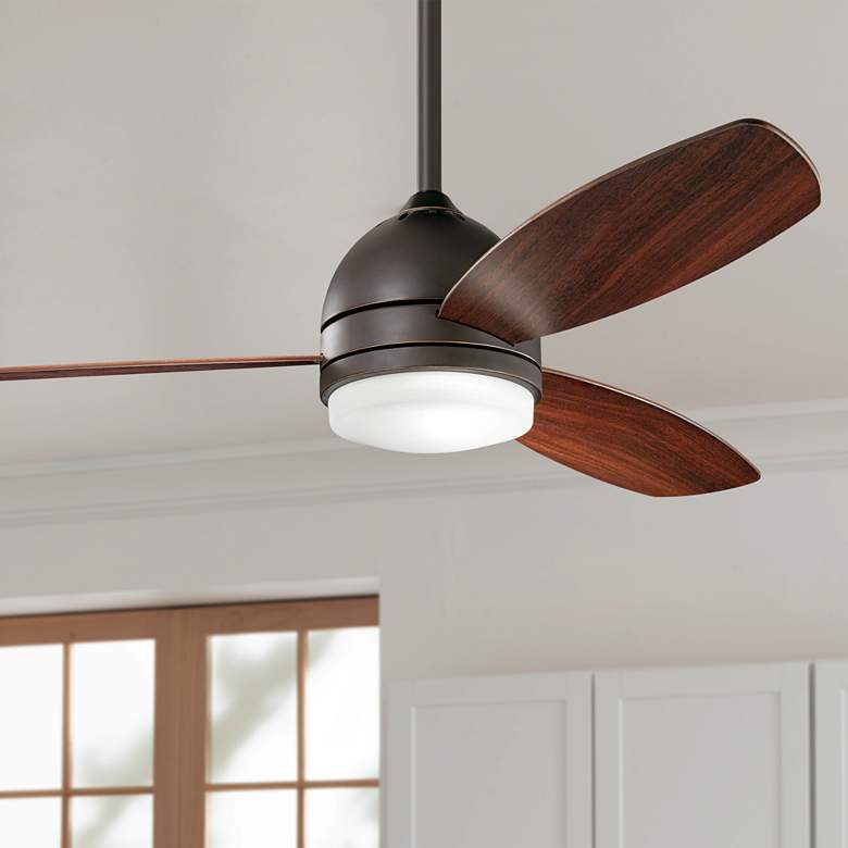 Image 1 52 inch Kichler Vassar Olde Bronze LED Ceiling Fan with Wall Control