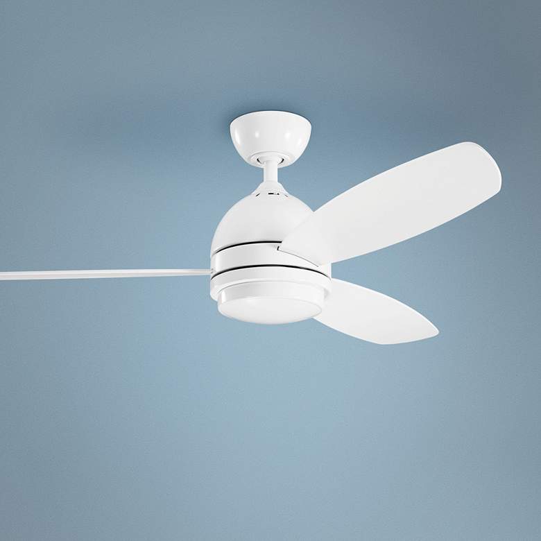 Image 1 52 inch Kichler Vassar White Modern LED Ceiling Fan with Wall Control